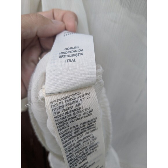 Hollister Sheer Ruffle Neck & Waist Peasant Top Size Small Boho Hippie 70s Yoke - Picture 4 of 7